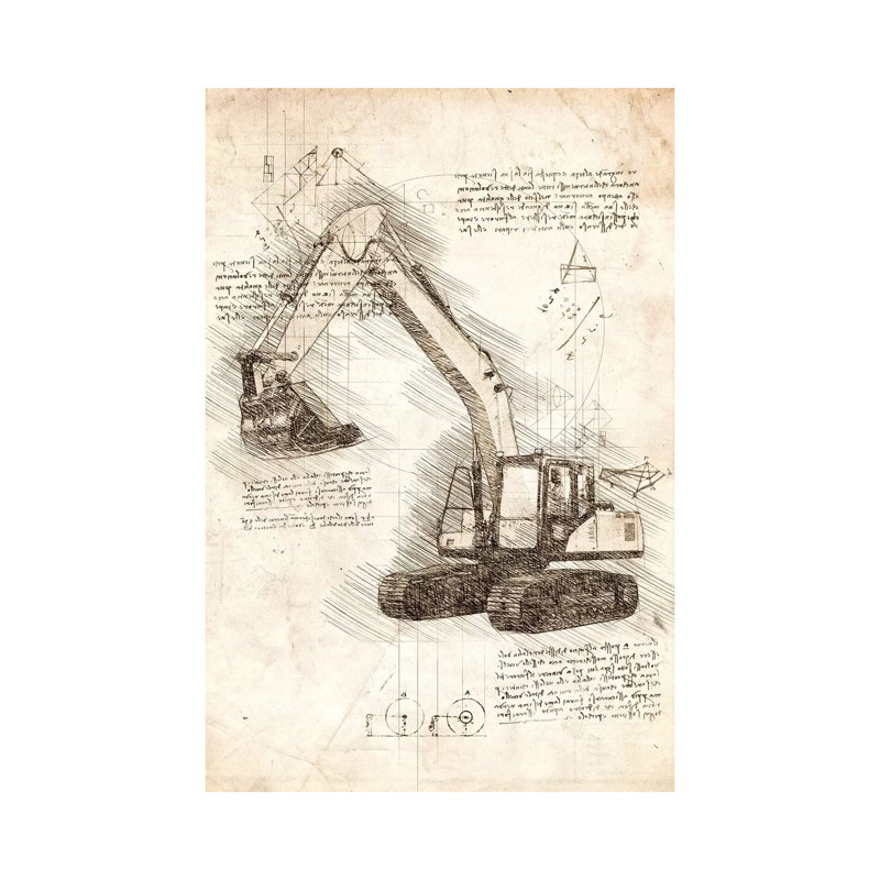 «Excavator» par Cornélin, impression sur toile tendue, H 18 po x l 12 po x 1,5 po