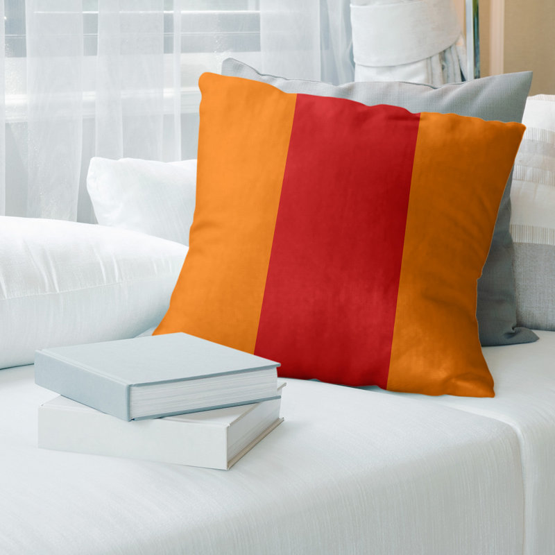 Housse de coussin, 18 po x 18 po, Orange / Rouge, Polyester sergé