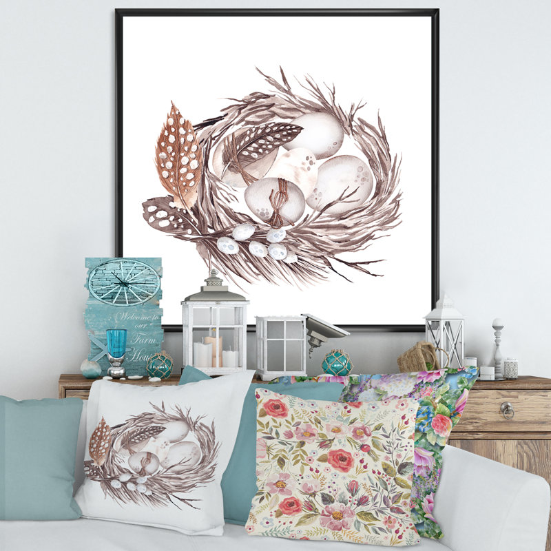 Bouquet de Pâques avec saules et plumes II - reproduction d'art sur toile 2, Noir, H 36 po x l 36 po x P 1 po
