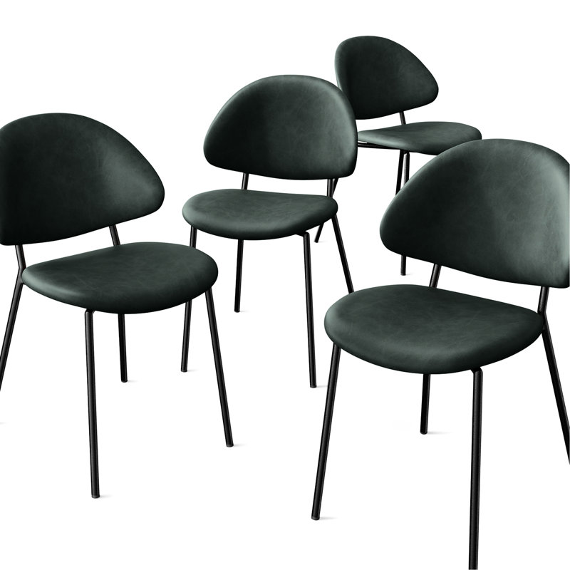 Chaises de salle à manger rembourrées de style Mid-Century de 4 personnes, avec dossier et boucle courbés, pour des espaces fonctionnels polyvalents