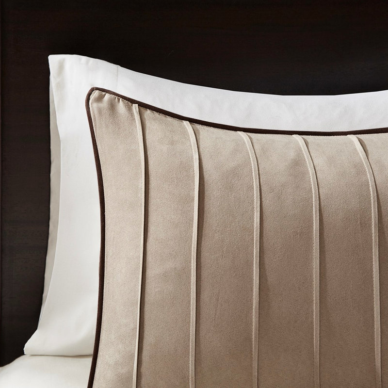 Édredon beige en fausse daim pour très grand lit 7 pièces, Très grand édredon + 6 pièces supplémentaires, Beige