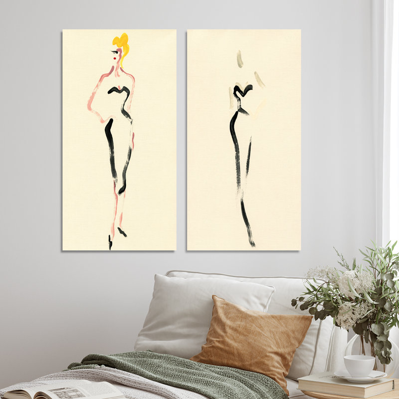 «Fashion Woman», impression sur toile 2 pièces, H 20 po x l 24 po x P 1 po, Toile tendue