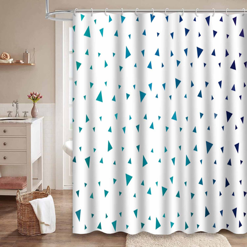 Rideau de douche à fond abstrait vert clair avec 12 crochets, L 72 po x l 84 po