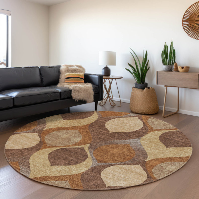 Tapis d'entrée / extérieur antidérapant Caziyah, Rond 8 pi