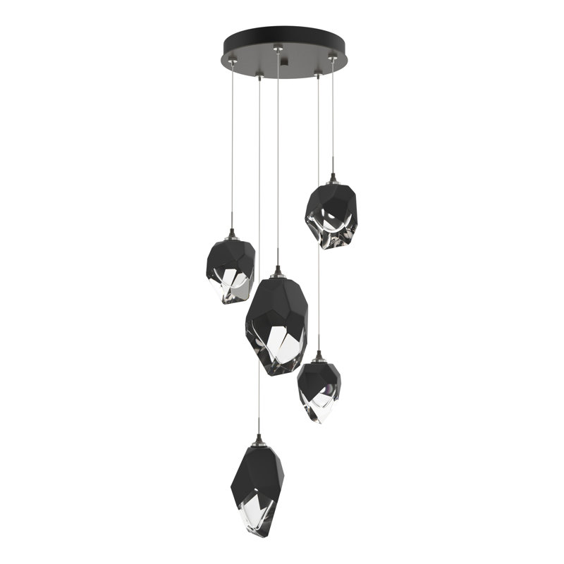 Chrysalis 5 - Light Cluster Geometric Pendant, Dark Smoke, Black, 15" - 80"