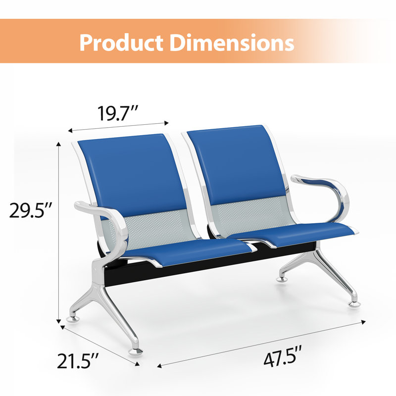 Chaises d'attente avec accoudoirs Kinfant Blue, Bleu