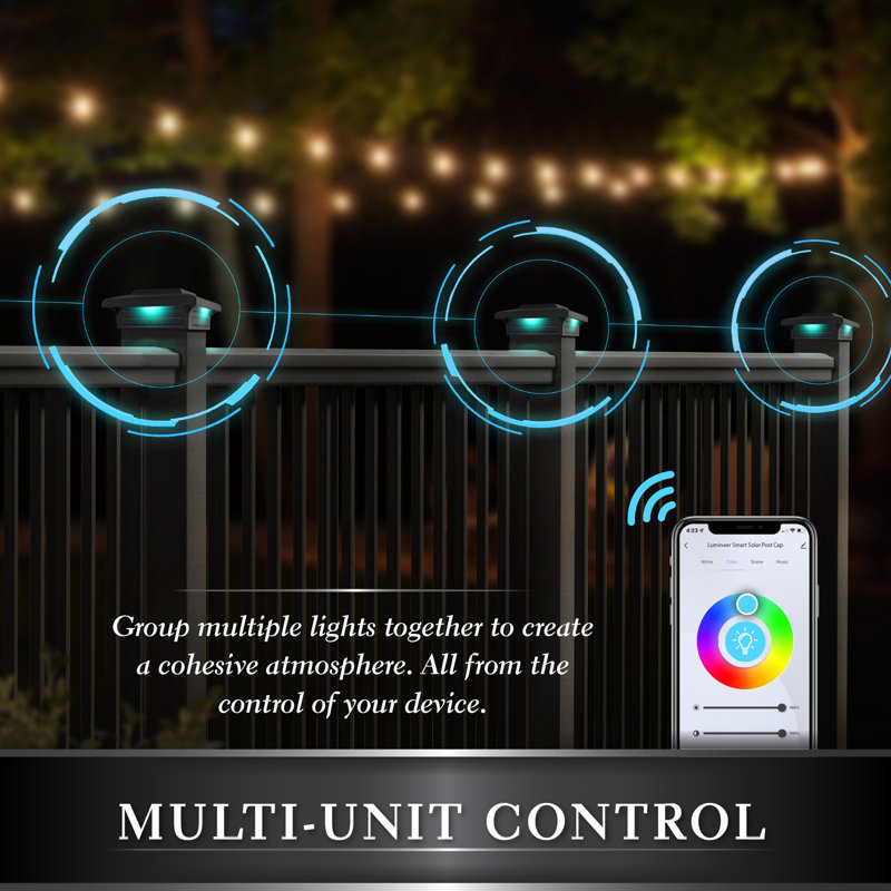 Black Aluminum LED Solar Post Cap Light with Dusk to Dawn Sensor