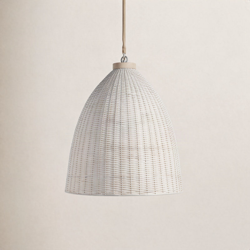Luminaire suspendu en forme de dôme à 1 lumière Olsen, H 92 po x l 30 po x P 30 po, Blanchir