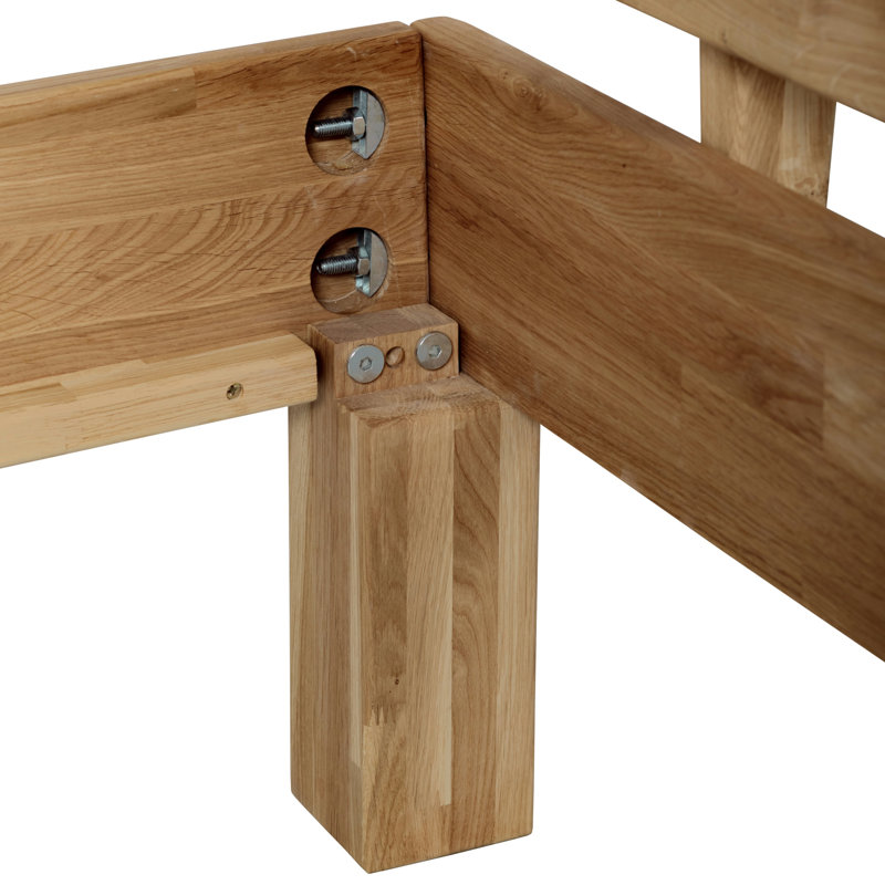 Rosalind Solid Wood Bed, European Kingsize (160 x 200cm), Oak