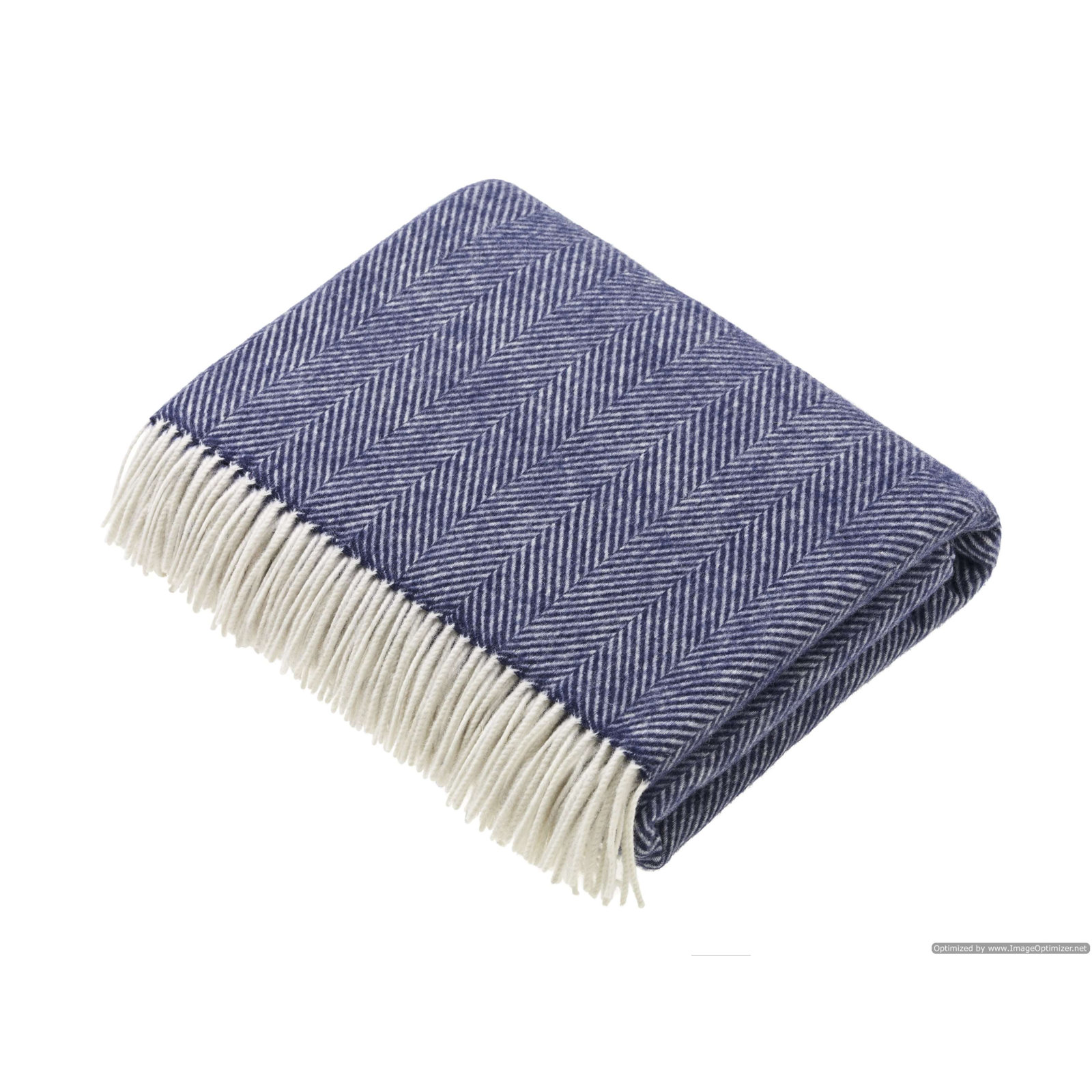 Merino Lambswool Throw/Blankets Hand Woven Blanket, Navy Herringbone