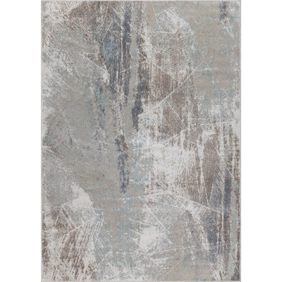 Tapis beige / bleu Cooper lavable à la machine