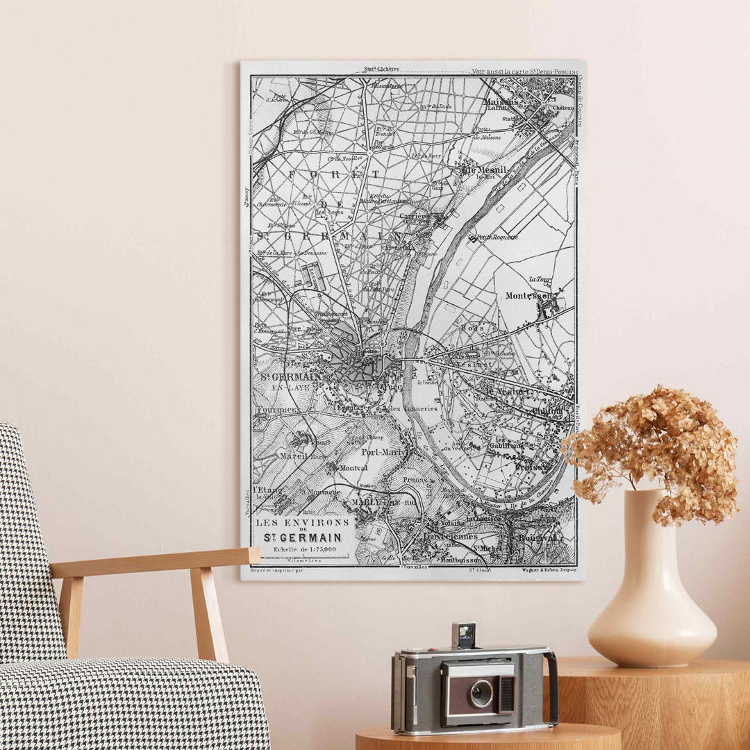 Leinwandbild St. Germain Paris Vintage Karte von Andrea Haase