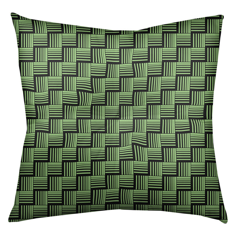 Coussin de sol classique à rayures Baskettressées, 30 po x 30 po, Vert clair/blanc