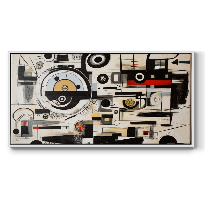 Abstrait, série CCL XXVII, toile tendue avec châssis, prête à être accrochée, H 25 po x l 49 po, Blanc
