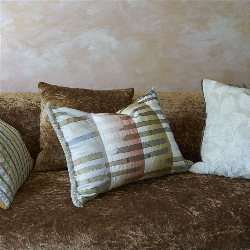 Cascata Decorative Pillow, Pink/Beige