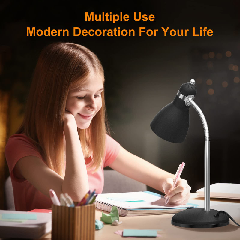 Metal table lamp with adjustable gooseneck, Sandy Black