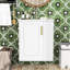 Meuble-lavabo mural avec lavabo en céramique, rangement latéral et porte à fermeture en douceur