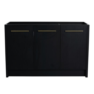 Meuble-lavabo autoportant en châtaignier noir - Style contemporain avec porte à fermeture en douceur et rangement généreux et élégant pour les salles de bain modernes