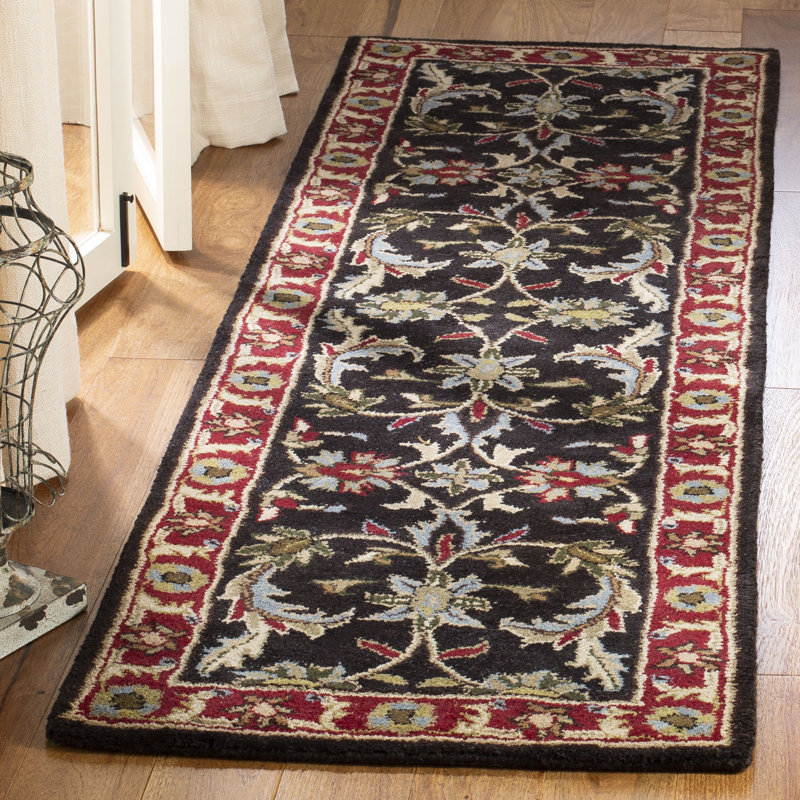 Cranmore Oriental Handmade Tufted Wool Green / Red Area Rug, Runner 2'3" x 12'