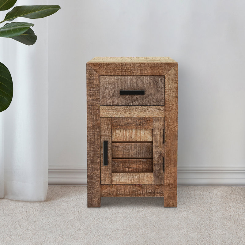 Table d'appoint avec rangement en bois de manguier naturel et rustique Daliylah