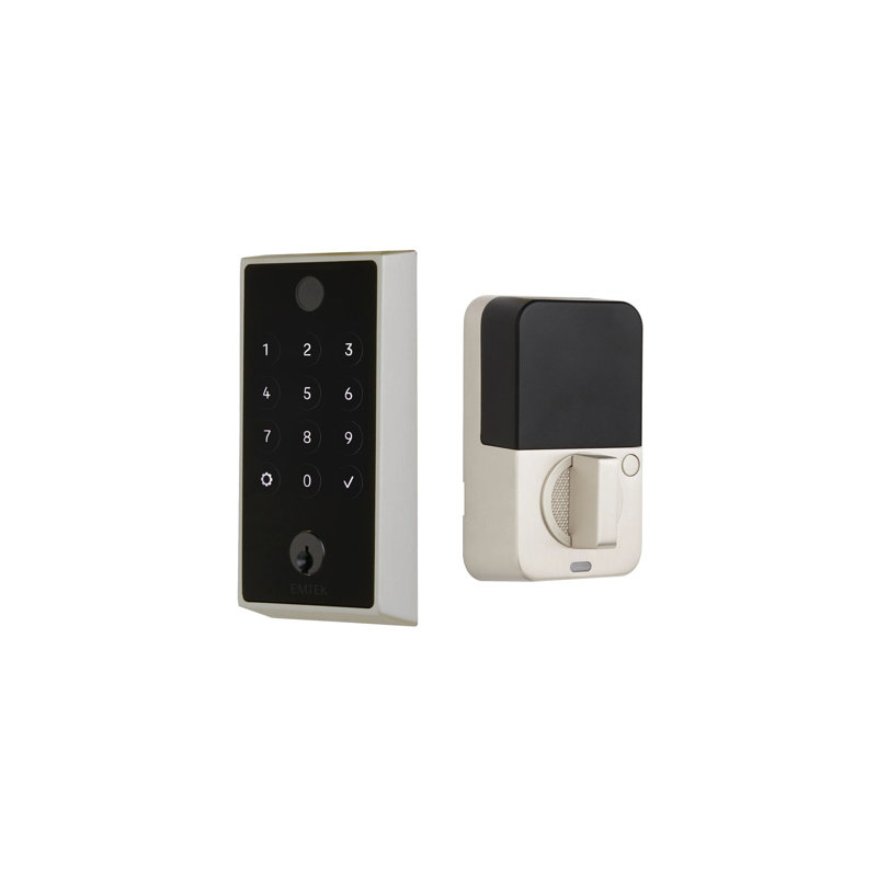 Emtek EMPowered à 2 touches tactiles, avec Bluetooth-Wi-Fi et pêne dormant,, Nickel satiné