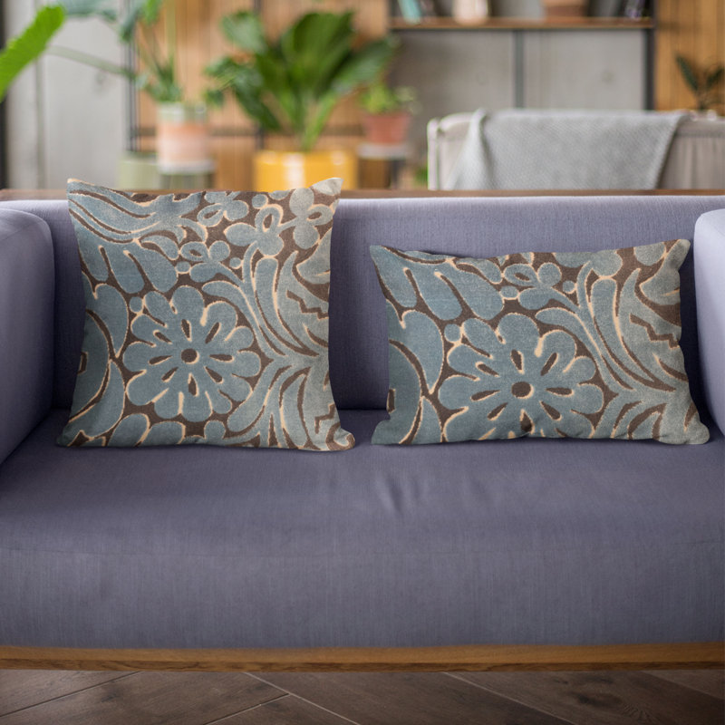 Coussin en velours de fleurs Cachemire, 12 po x 20 po
