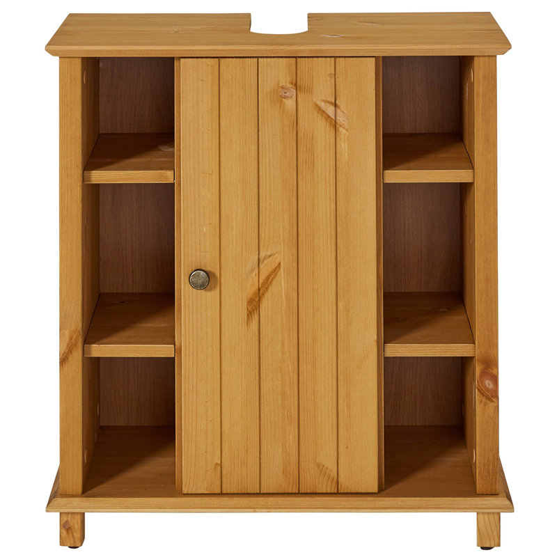 Raab Solid Wood Freestanding Bathroom Cabinet, Natural Brown