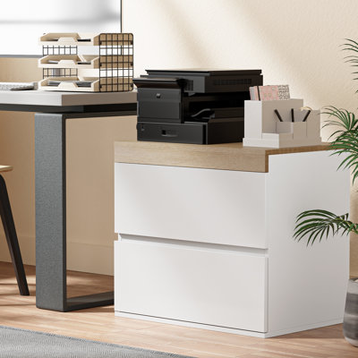23.7" Wide Slim Design Modern Nightstand with 2-Drawer Bedside Table