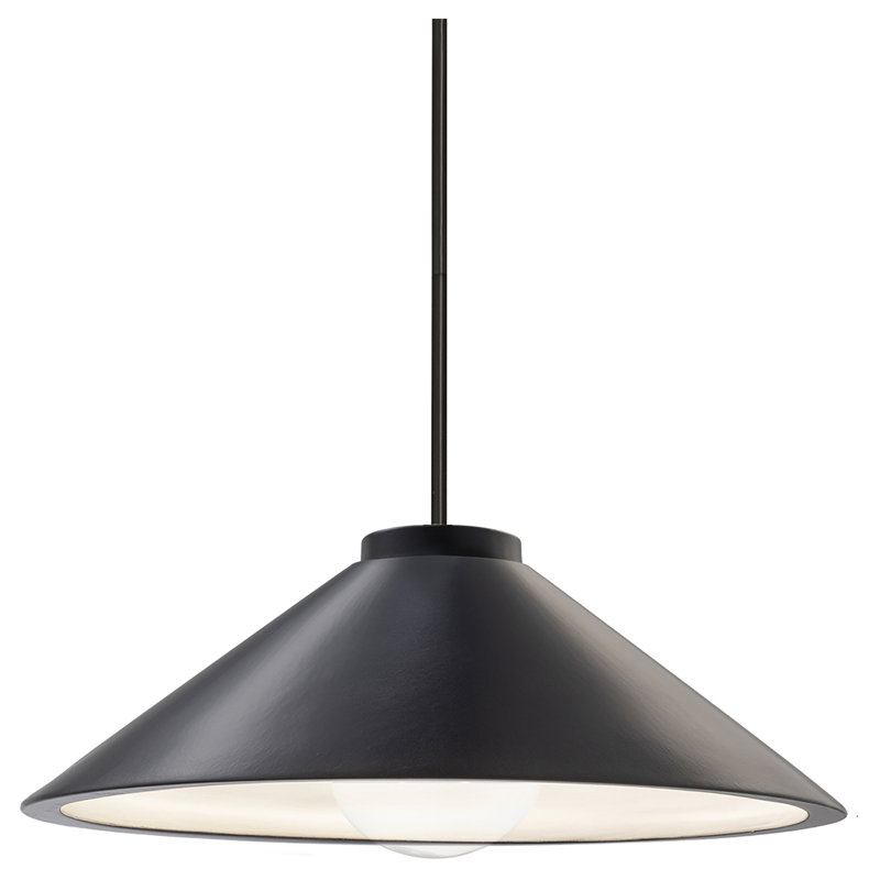1 - Light Cone Cone LED Pendant with Metal Accents, Brushed Nickel, Real Rust