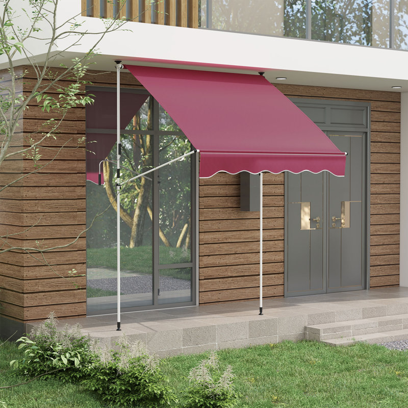 Abri de soleil rétractable manuel pour terrasse 6,6 pi x 5 pi, rouge vin, Vin rouge