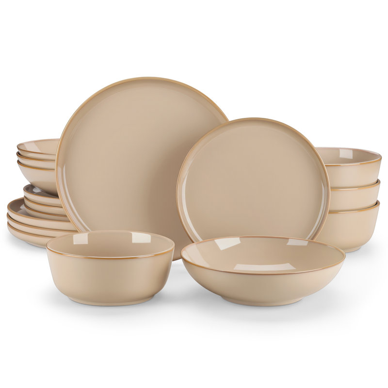Piece Stoneware Dinnerware Set - Service for 4, Brown