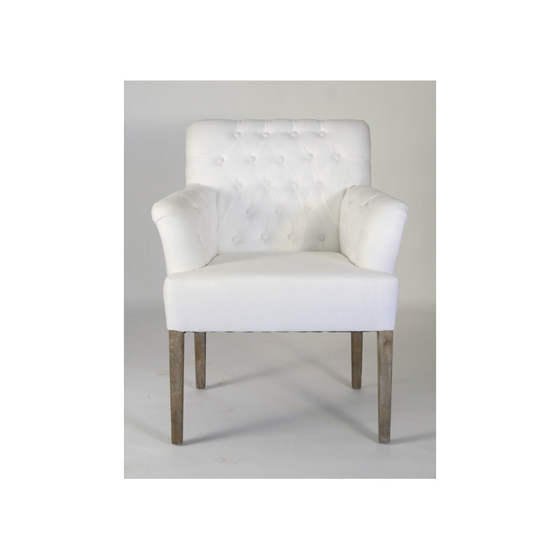 Barrois Armchair, White 100% Linen