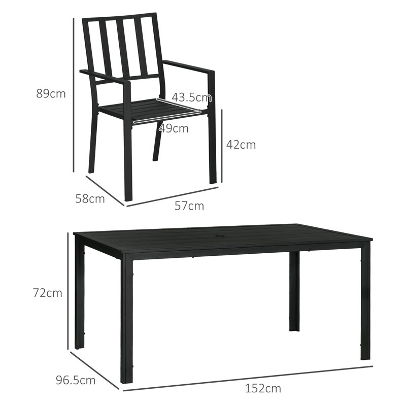 Amillie Rectangular 6 - Person 152cm Long Dining Set