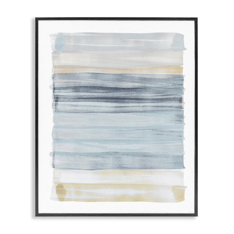 Tranquille bleu beige à rayures, motif décontracté XXL noir, estampe numérique de Dan Meneely, H 30 po x l 24 po, Noir