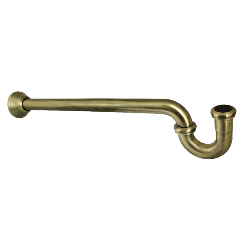 Siphon en P de 1-1 / 4 po Kingston avec bride en forme de cloche, calibre 18, 24", Laiton antique