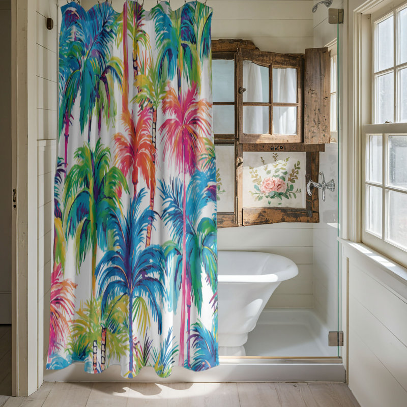 Rideau de douche standard 1 pièce Tropical Cornucopia, H 74 po x l 71 po