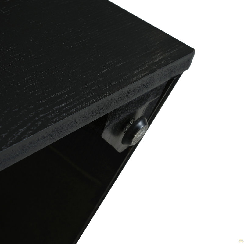 Table basse carrée pour salon 31,5 po, plateau en grain de bois brun et base noire