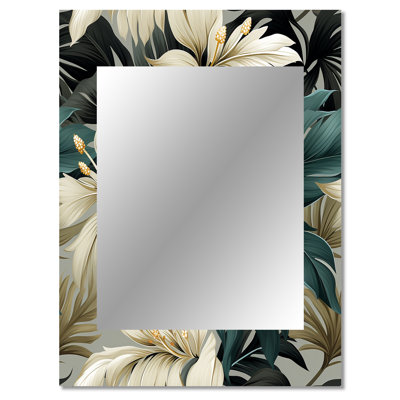 Breesport Monochrome Tropics Tropical Pattern - tropical  Decorative Mirror, Tropical Wall Mirror, Printed Metal Art