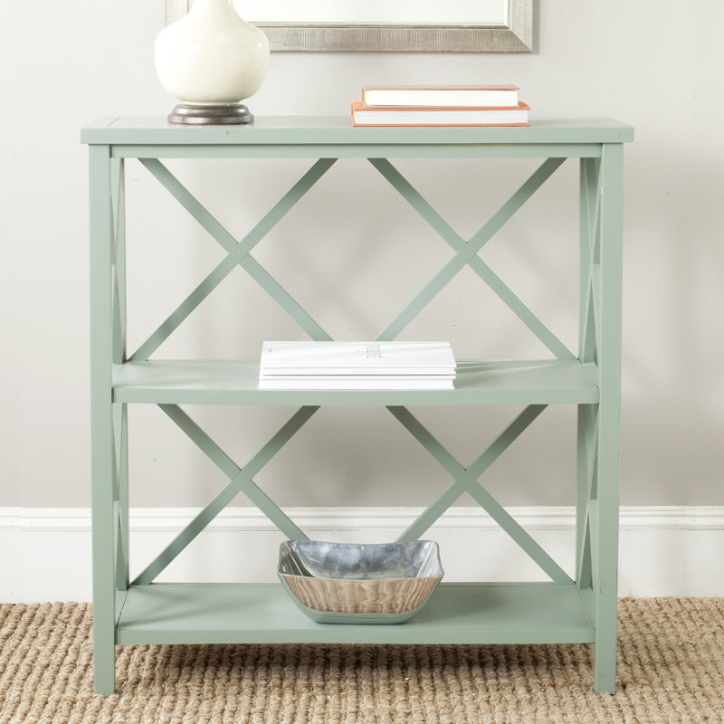 Bibliothèque en bois massif H 35,6 "x l 33,5" Paignt, Vieux vert