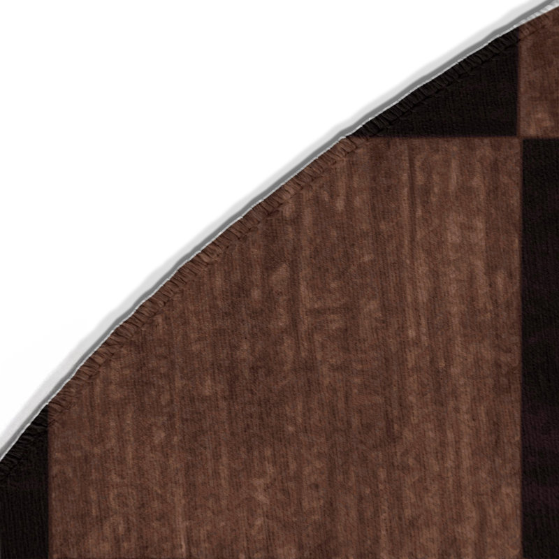 Tapis intérieur / extérieur noir à carreaux, Rond 5 pi