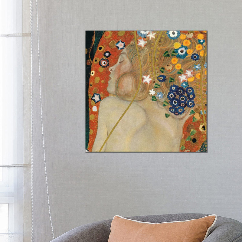 Sea Serpents, Square Detail II by Gustav Klimt - 1 Piece Wrapped Canvas Painting, 66.04 cm H x 66.04 cm W x 1.91 cm D