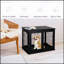Meuble de caisse pour chien Pawhut, petite table de bout avec cage pour deux côtés, porte verrouillable et design décoratif-1426965458