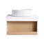 Meuble-lavabo flottant peu encombrant avec rangement ouvert-129696349