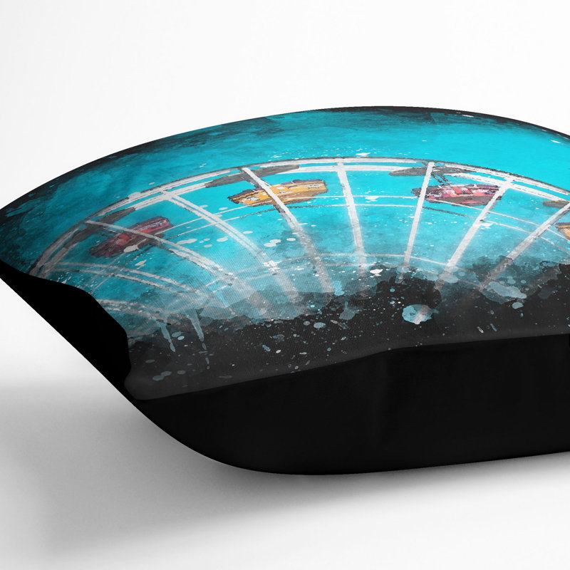 Santa Monica Pier Ferris Wheel Cushion with Filling, 55cm H x 55cm W x 20cm D, Black