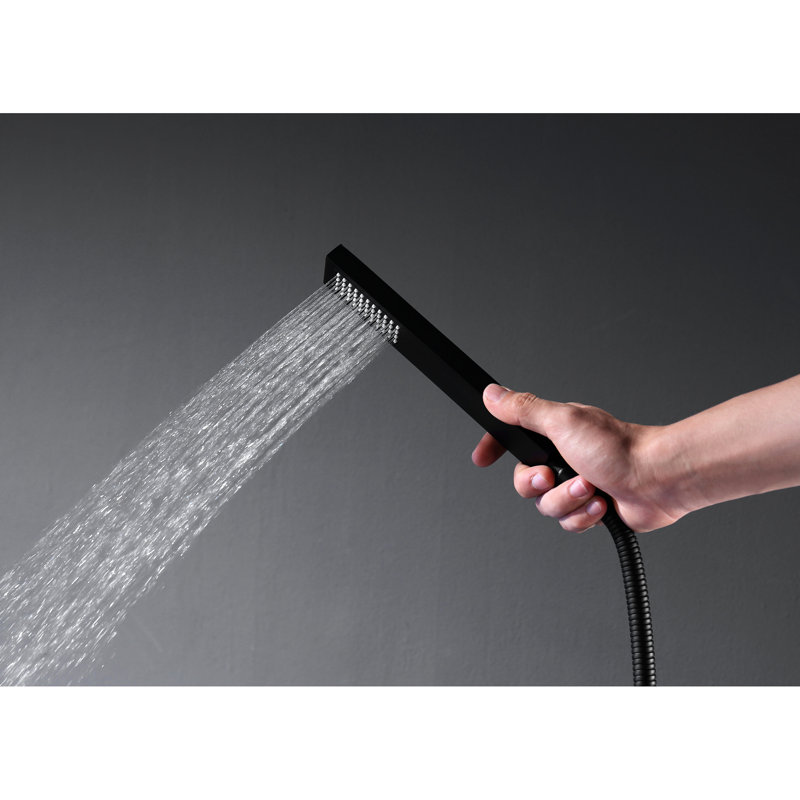 Matte Black Bathroom Tub Filler With Handheld Shower - Floor Mounted, Single Handle, And Material For Luxury Faucet Mount Hand Shower, Rust- Construction