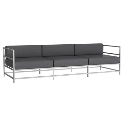 Delano 96'' Wide Powder Coated Aluminum Patio Sofa with Sunbrella® Cushions
