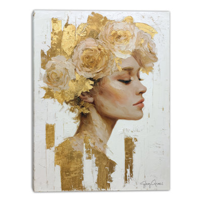 «Golden Rose Reverie», art mural sur toile tendue