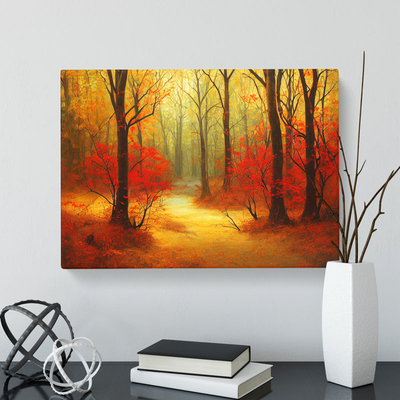 Shining Autumn Forest - Wrapped Canvas, 40cm H x 60cm W x 3cm D