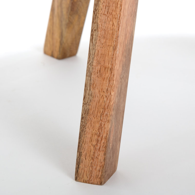 Amari White and Brass Inlay Round Wood Side Table