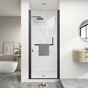32-34 in. W x 72 in. H Pivot Frameless Shower Door with Clear Tempered Glass